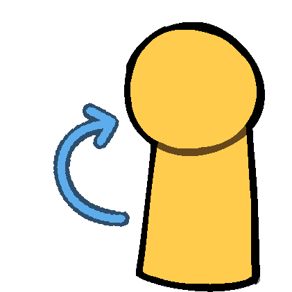 an emoji-yellow figure  with a blue arrow pointing from the figure to themself.